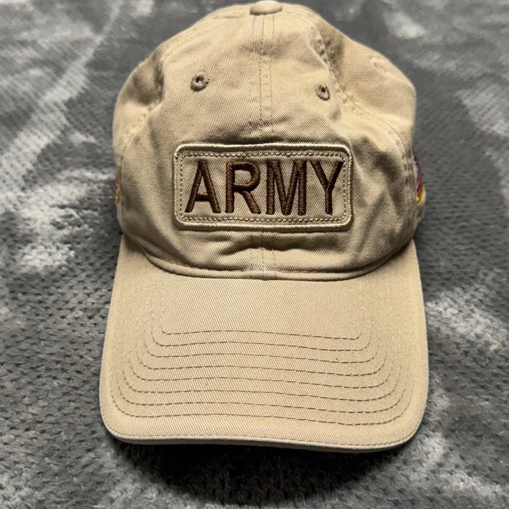Rapid Dominance US Army Hat Khaki Tan Embroidered Patch American Flag Strapback